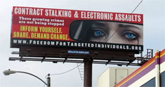 Protests against electronic harassment and gang stalking around the world, including in the form of billboards in cities - PSITERROR.ORG